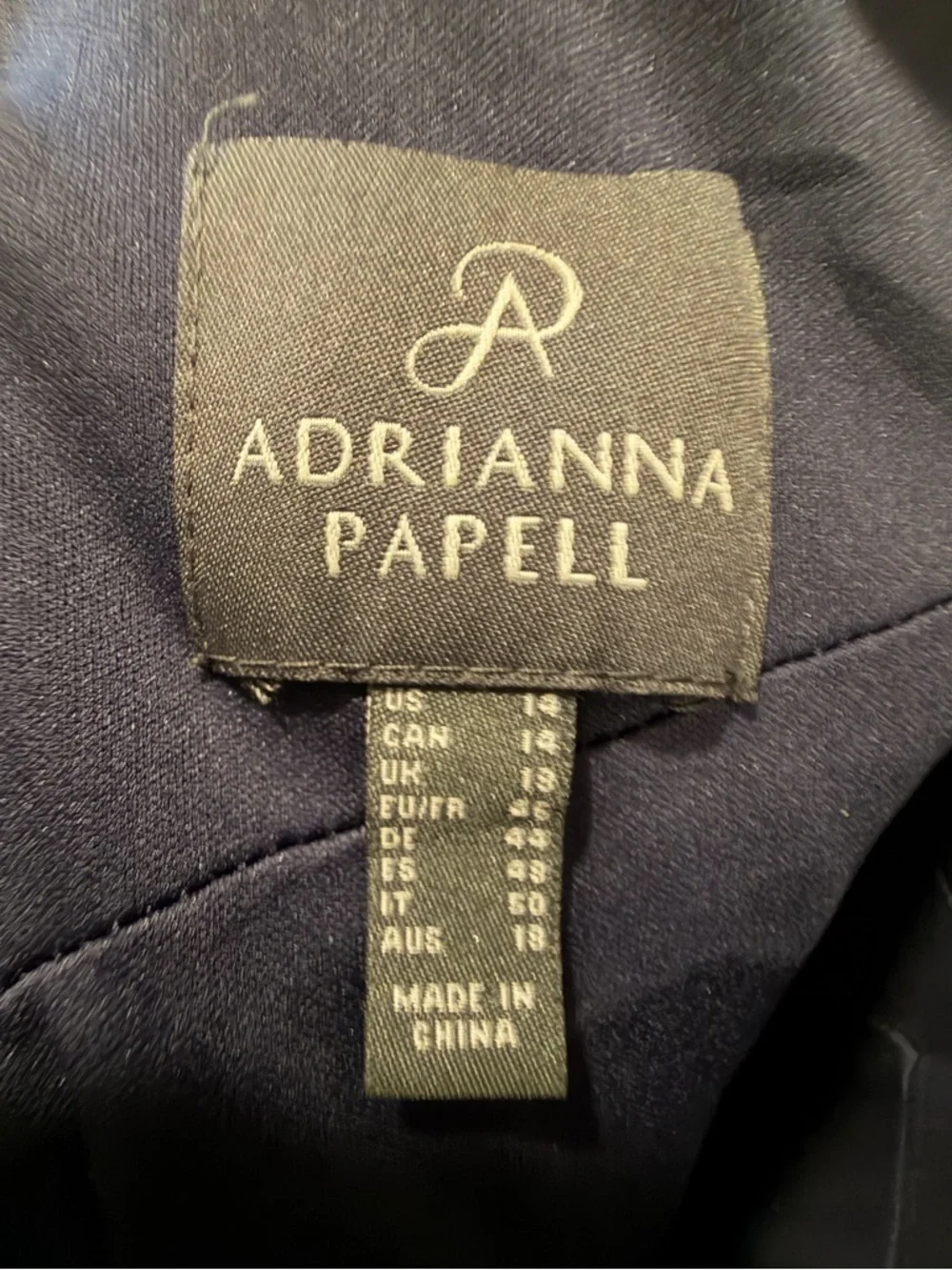 Adrianna Papell Navy Beaded Embellished Neck Gown Twist Waist Keyhole Back 14 - Picture 15 of 16